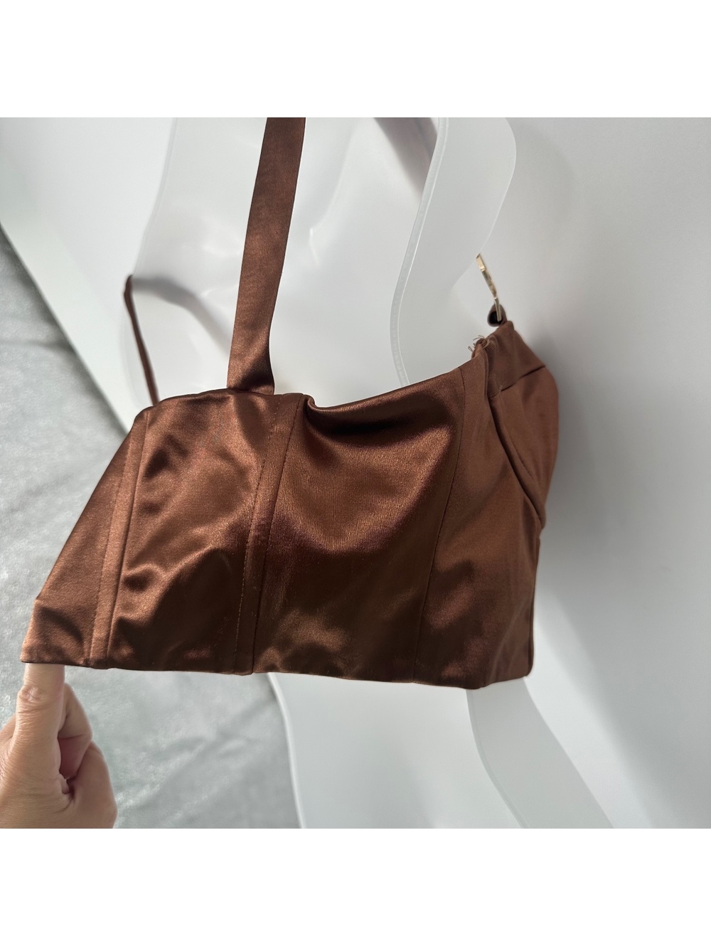 Princess Polly Brown Satin Bustier Corset Crop Top - Picture 5 of 11
